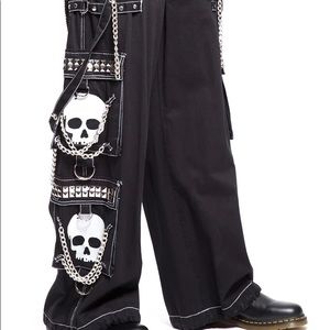 unisex gothic trippnyc tripp nyc size m skull chain pants black and white skulls